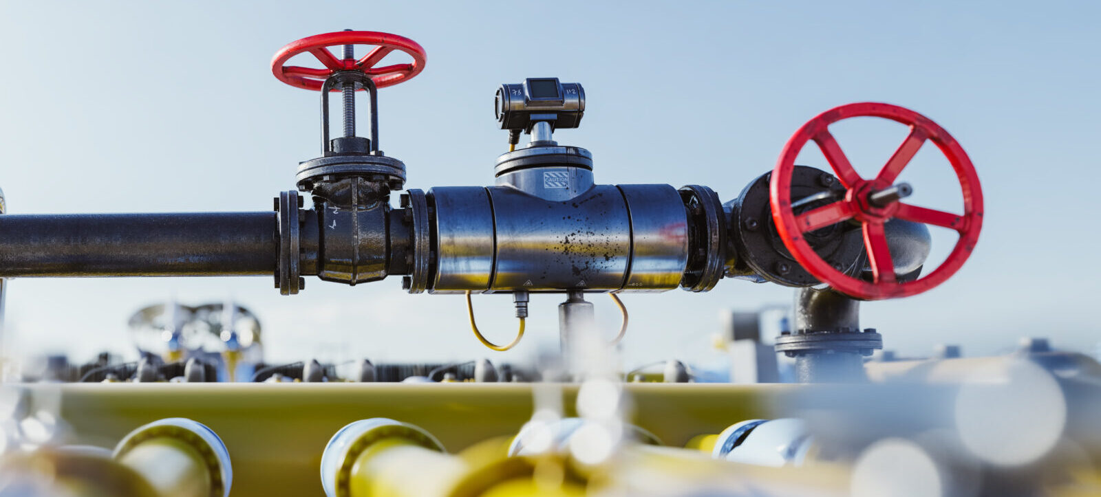 Gas tap with pipeline system at natural gas station. Industry